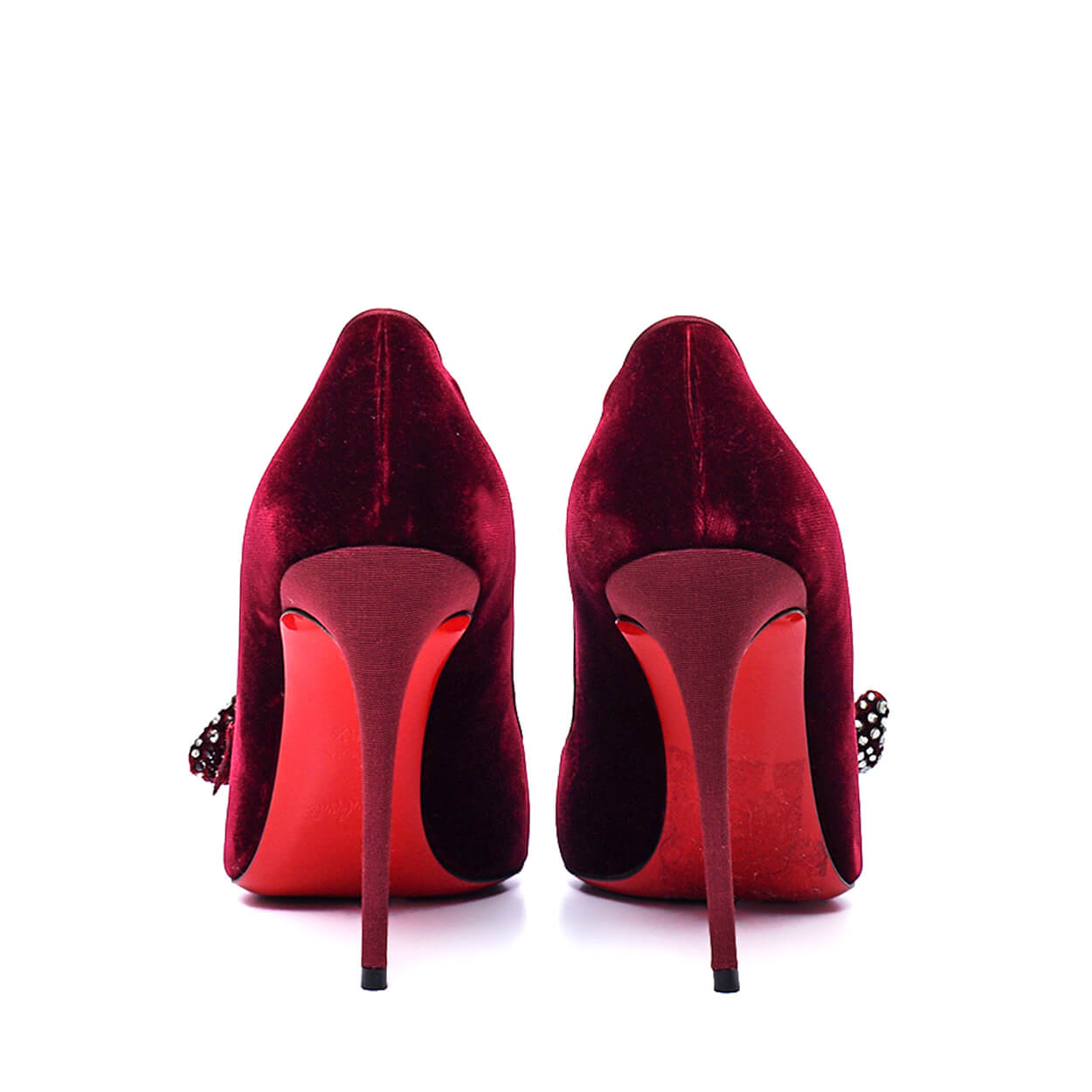 Christian Louboutin - Burgundy Velvet Madame Menule Bow 100 Pumps 38,5